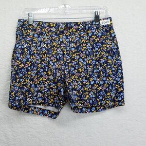 Gap Womens City  Shorts Size 0 Navy Blue Yellow Floral Flat Front Stretch